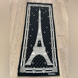 CHANEL Black/White Eiffel Tower Print Scarf  | Black White